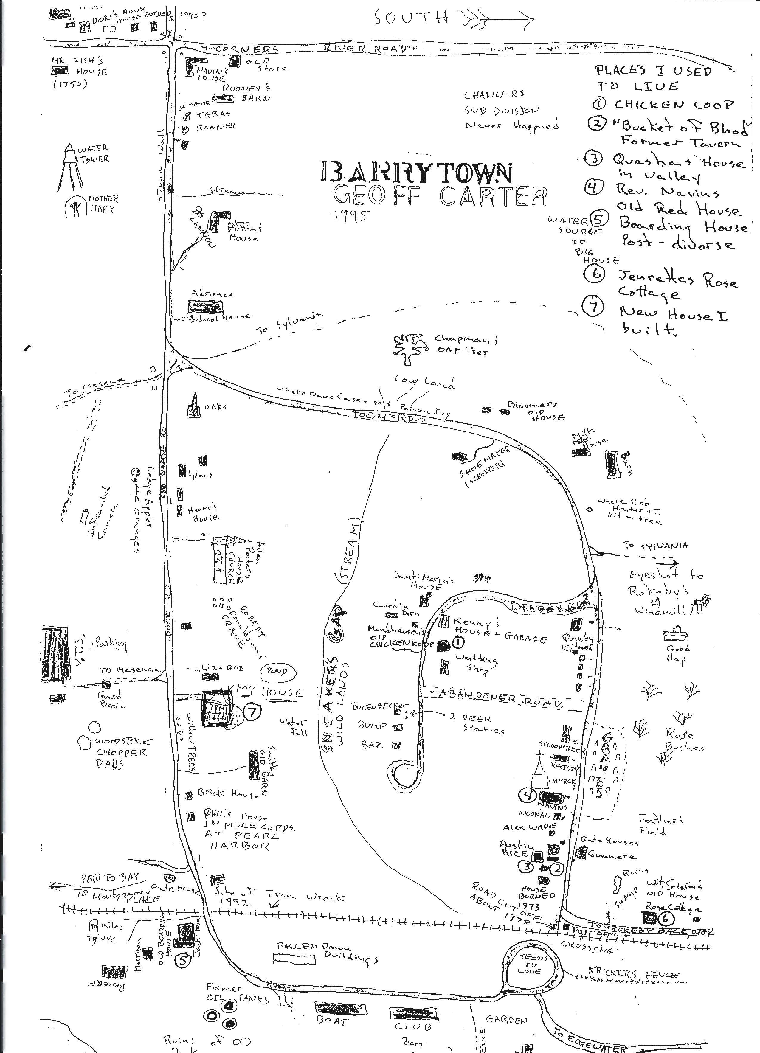 Carter's hand-drawn map of Barrytown